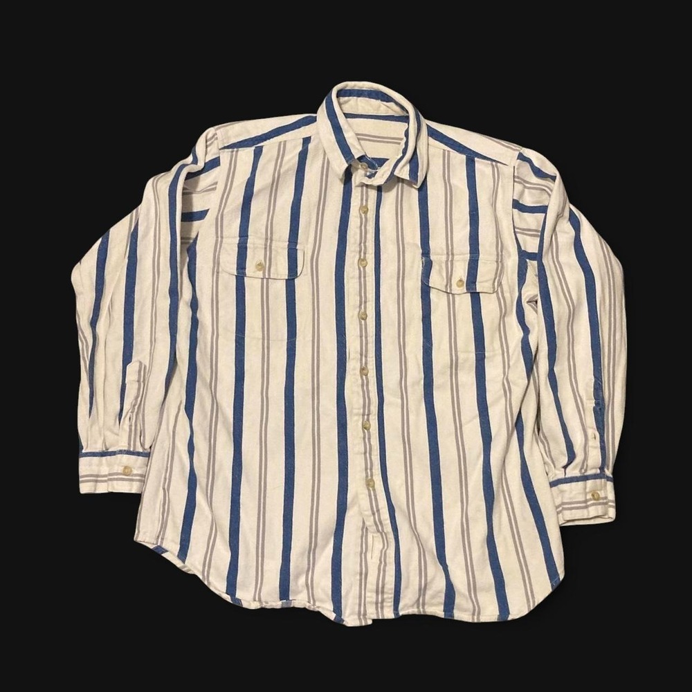 True Vintage cotton striped button up over shirt loop back (21.75x25.5)